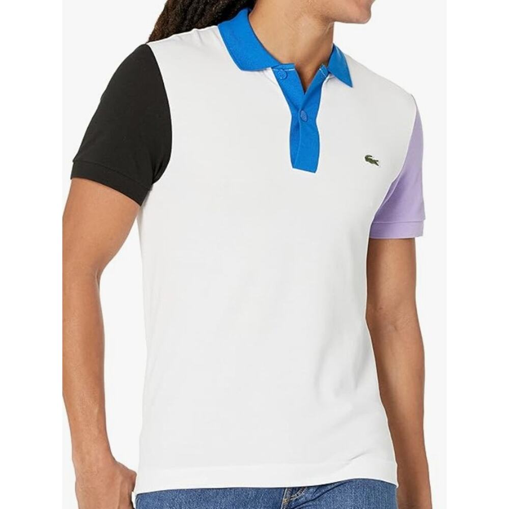 Lacoste Men's Regular Fit Colorblock Cotton Petit Piqu Polo White 3XL